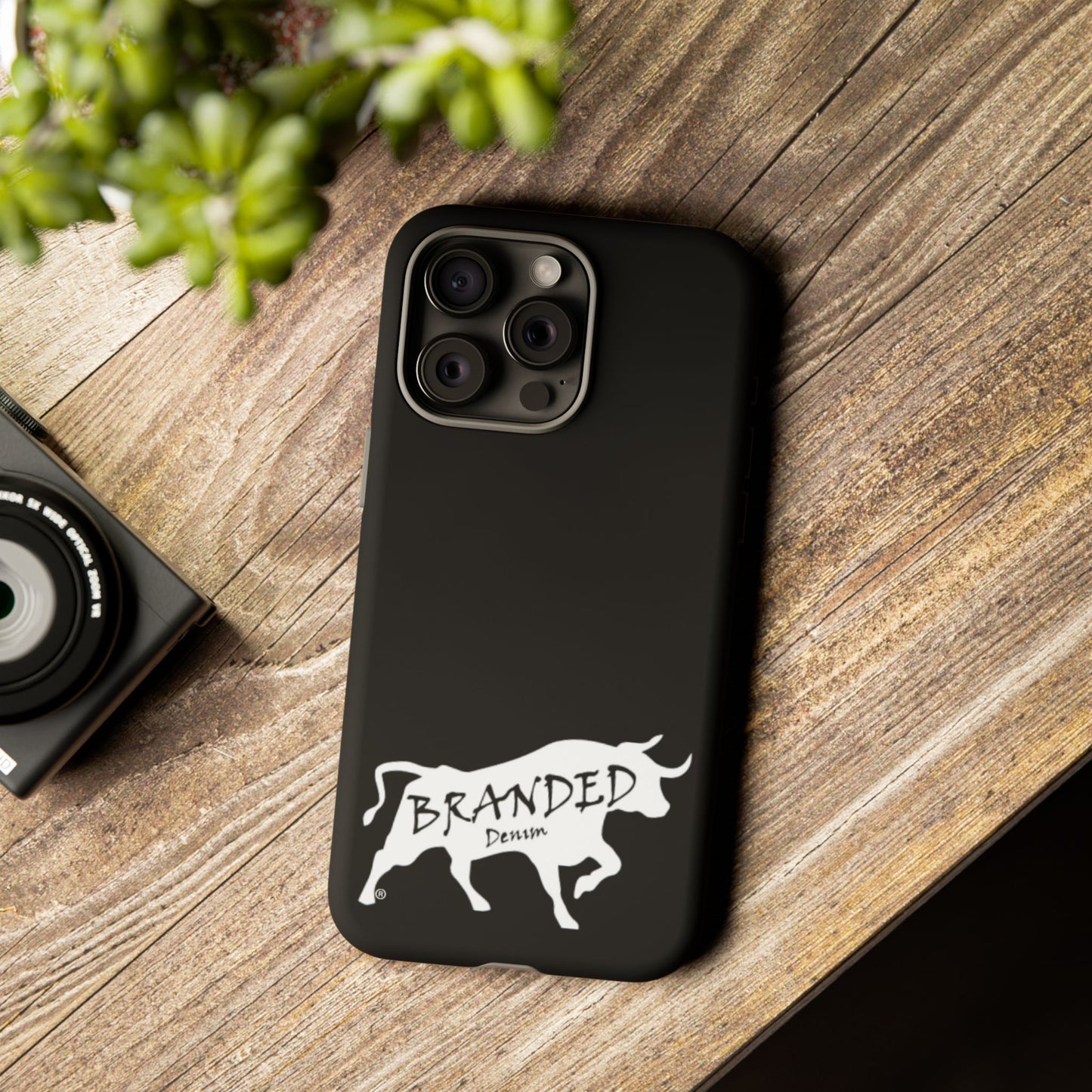 Black Branded Denim Logo IPhone, Samsung, Google Tough Cases