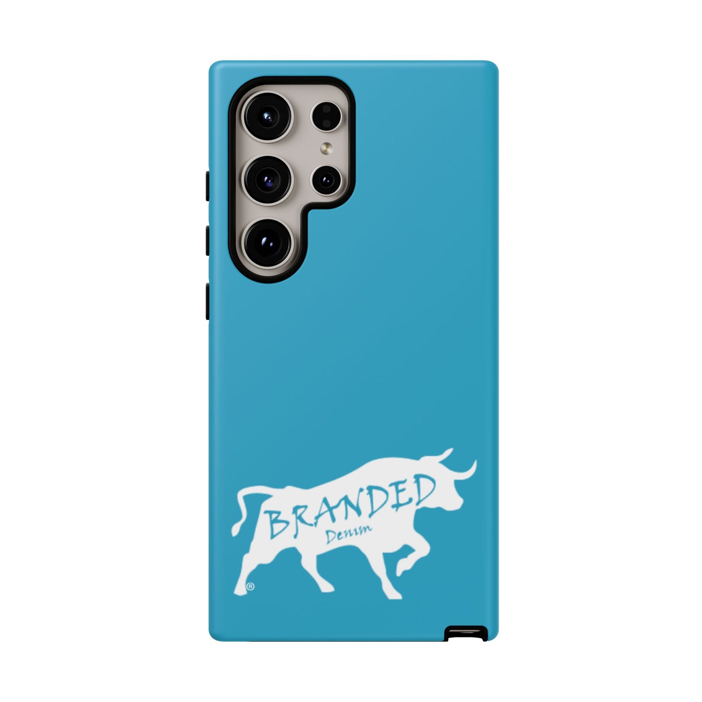 Turquoise Branded Denim Logo IPhone, Samsung, Google Tough Cases