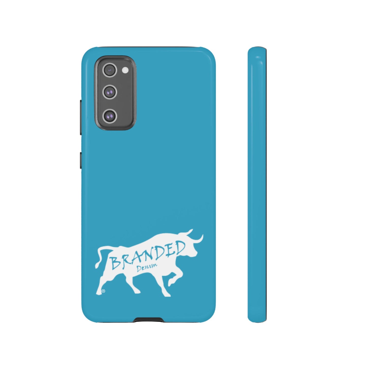 Turquoise Branded Denim Logo IPhone, Samsung, Google Tough Cases