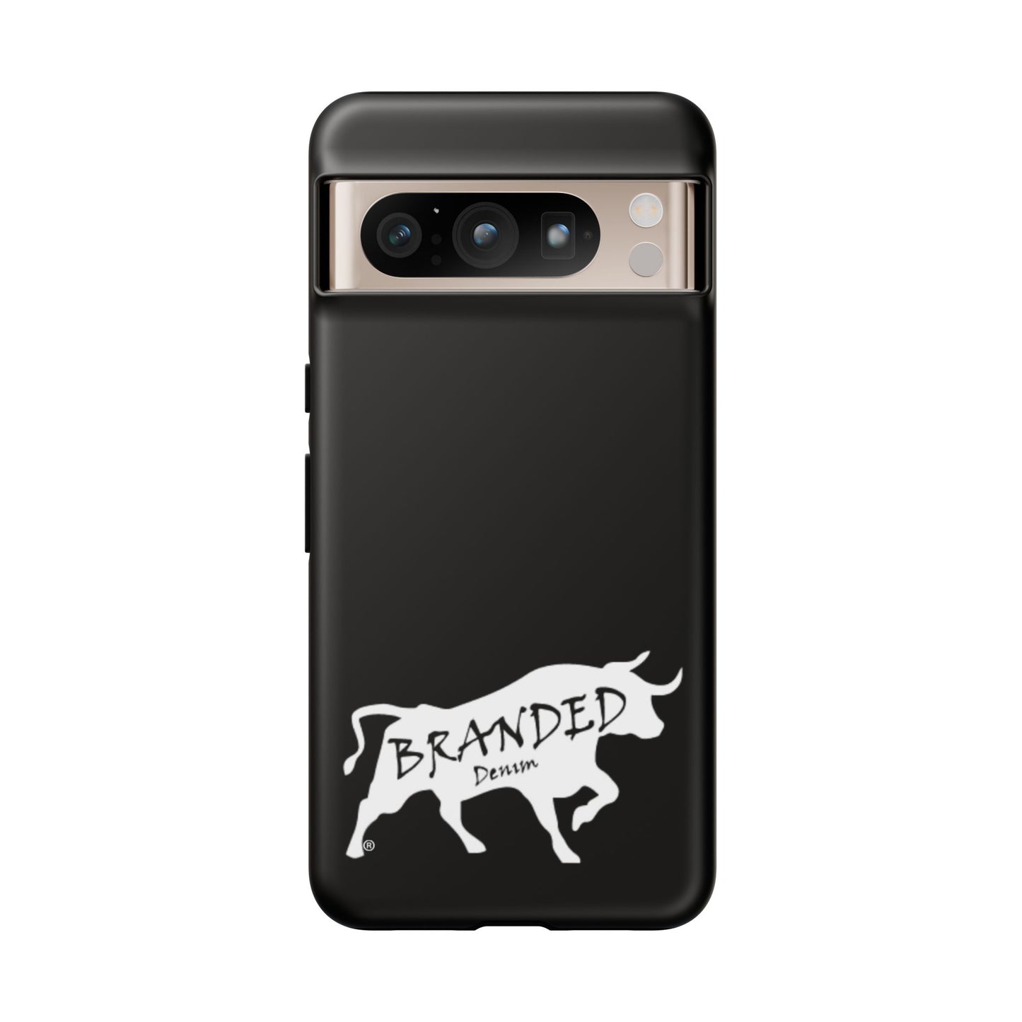 Black Branded Denim Logo IPhone, Samsung, Google Tough Cases