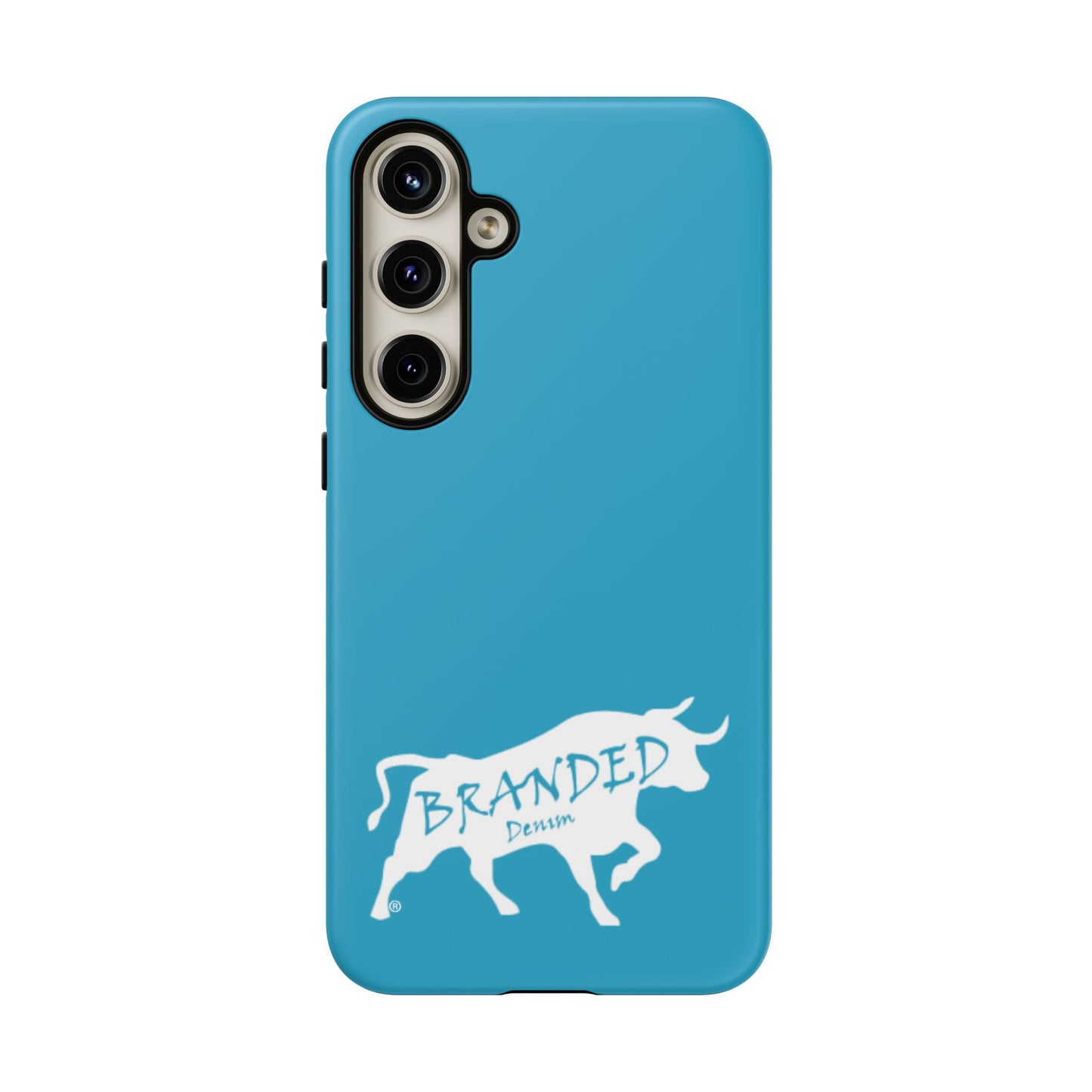 Turquoise Branded Denim Logo IPhone, Samsung, Google Tough Cases