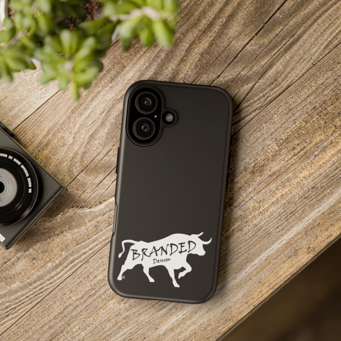 Black Branded Denim Logo IPhone, Samsung, Google Tough Cases