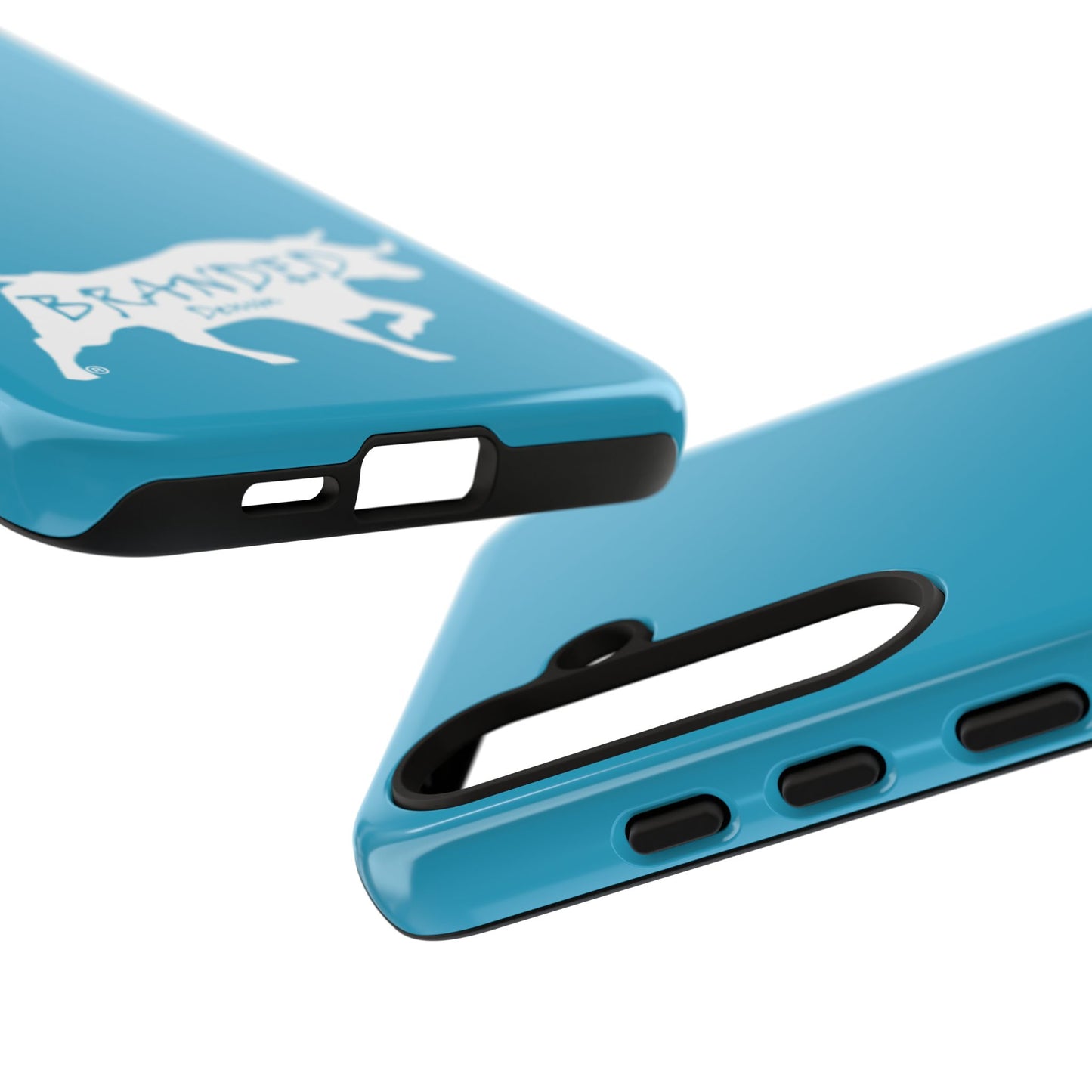 Turquoise Branded Denim Logo IPhone, Samsung, Google Tough Cases