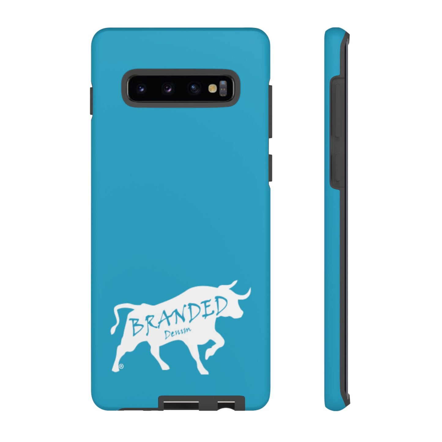 Turquoise Branded Denim Logo IPhone, Samsung, Google Tough Cases