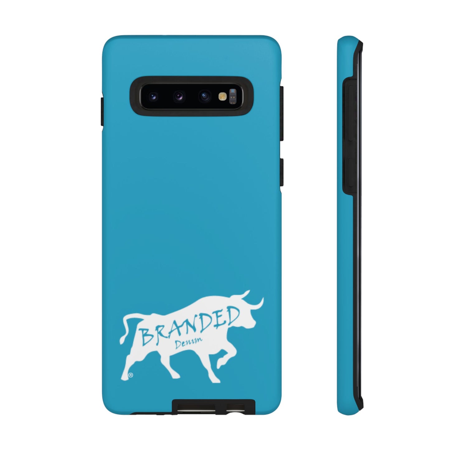 Turquoise Branded Denim Logo IPhone, Samsung, Google Tough Cases