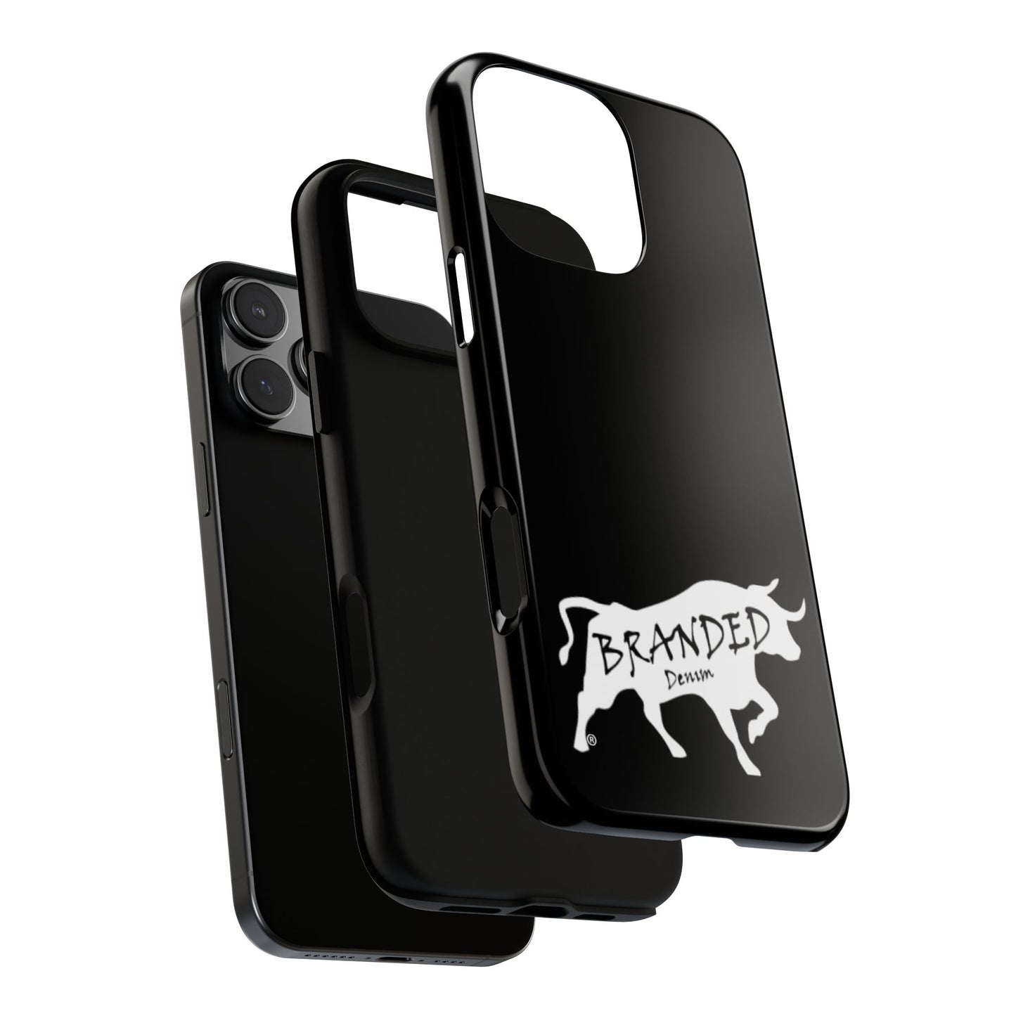 Black Branded Denim Logo IPhone, Samsung, Google Tough Cases