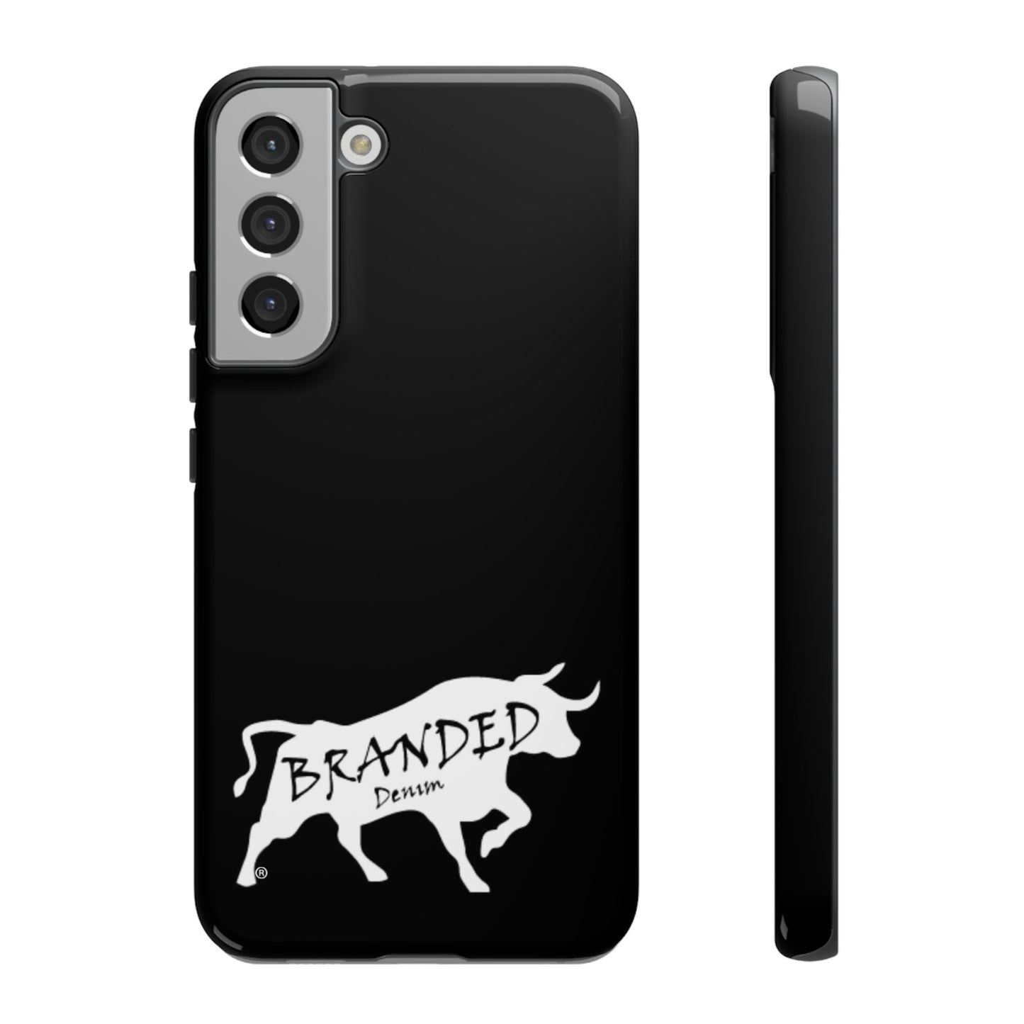 Black Branded Denim Logo IPhone, Samsung, Google Tough Cases