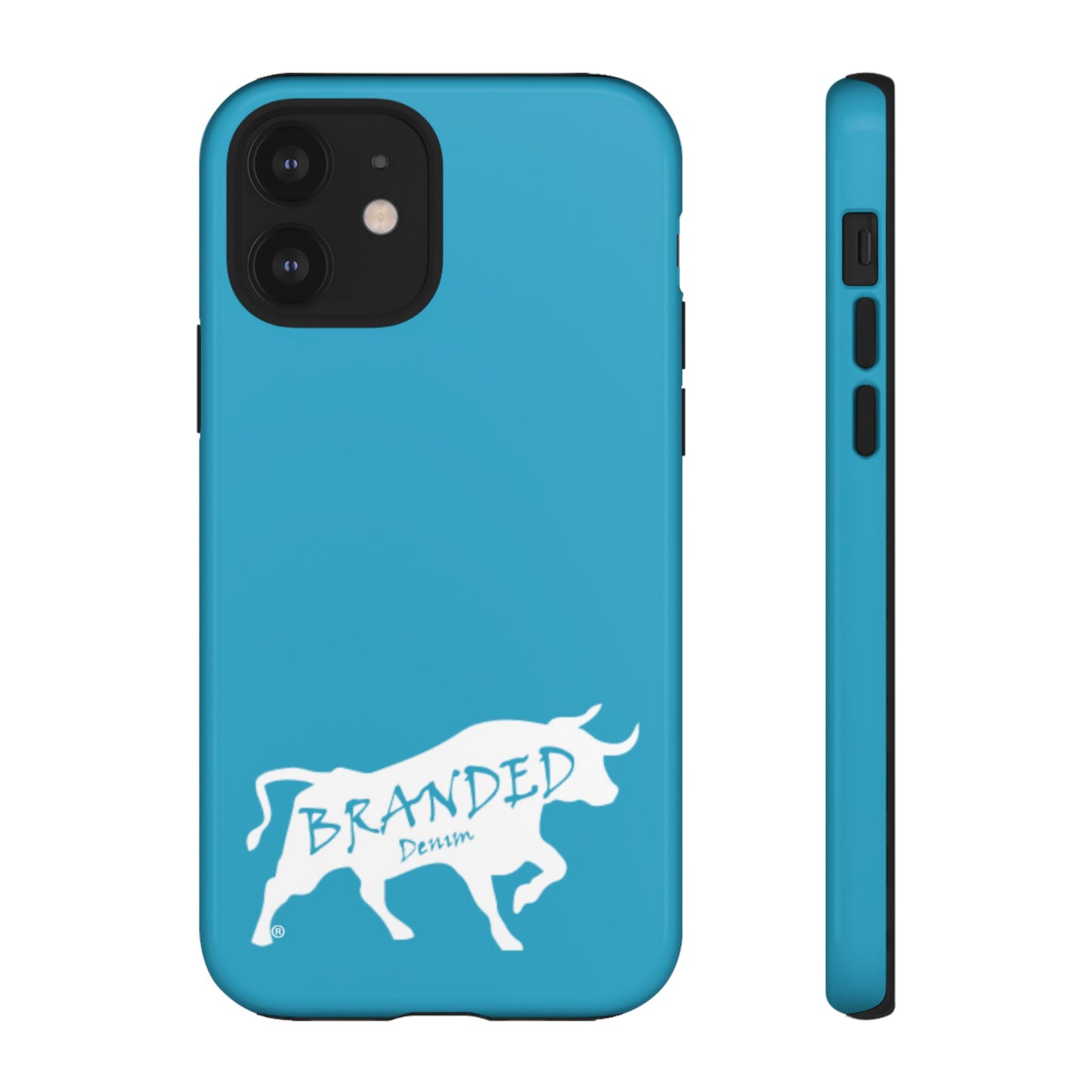 Turquoise Branded Denim Logo IPhone, Samsung, Google Tough Cases