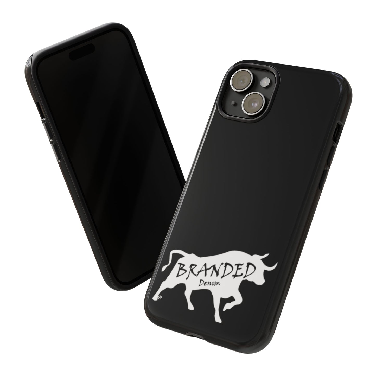 Black Branded Denim Logo IPhone, Samsung, Google Tough Cases