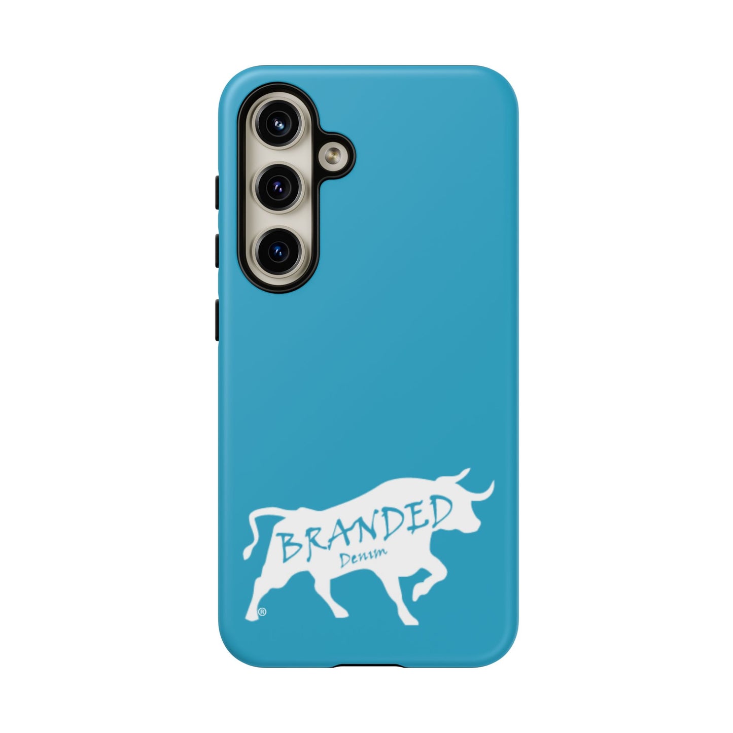 Turquoise Branded Denim Logo IPhone, Samsung, Google Tough Cases