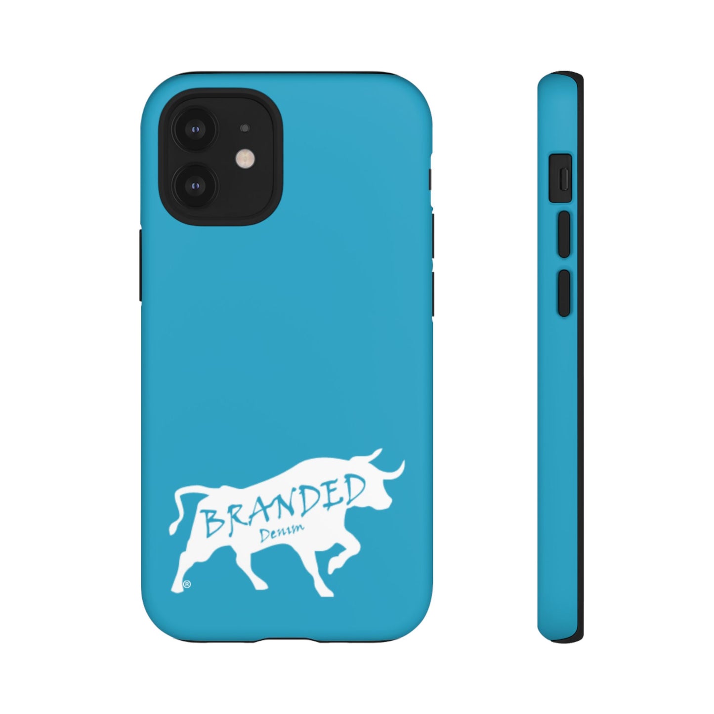 Turquoise Branded Denim Logo IPhone, Samsung, Google Tough Cases