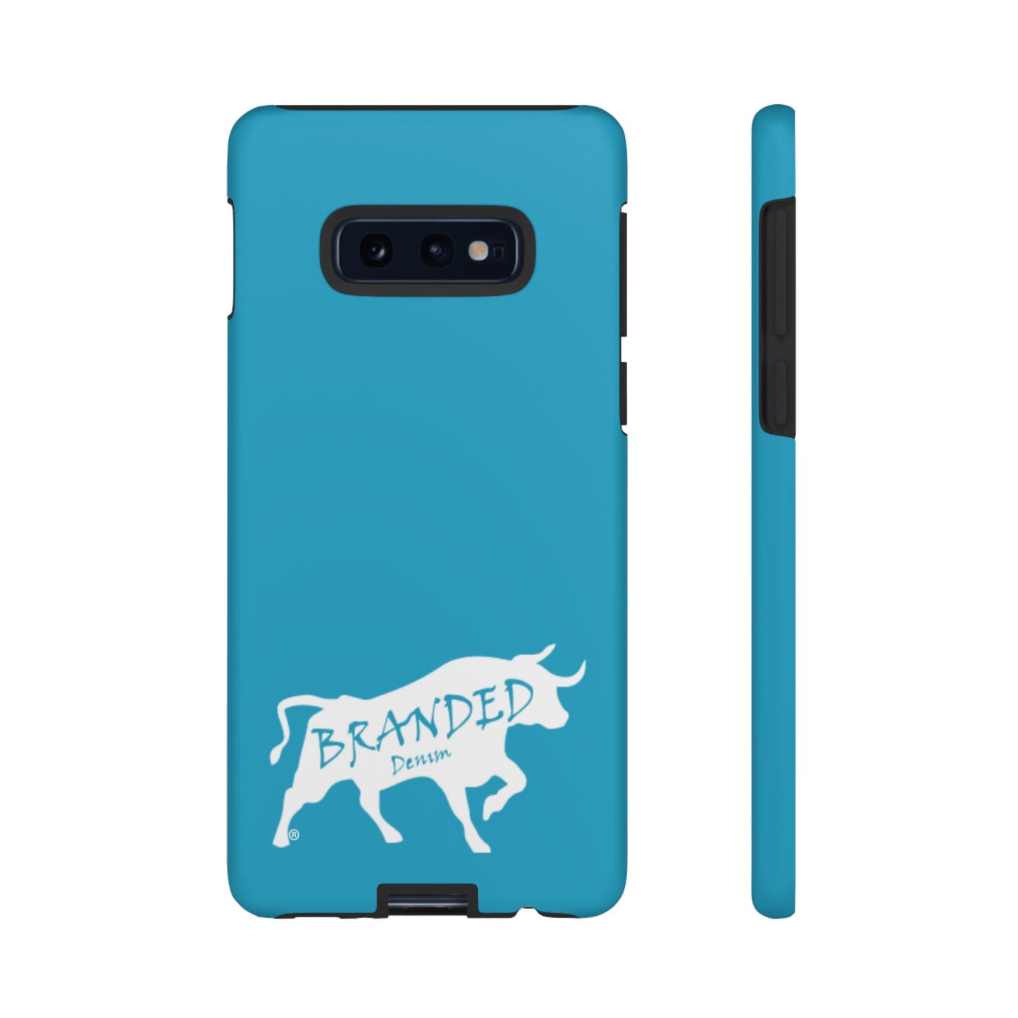 Turquoise Branded Denim Logo IPhone, Samsung, Google Tough Cases