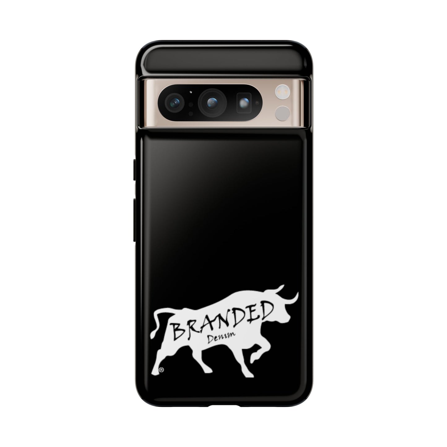 Black Branded Denim Logo IPhone, Samsung, Google Tough Cases