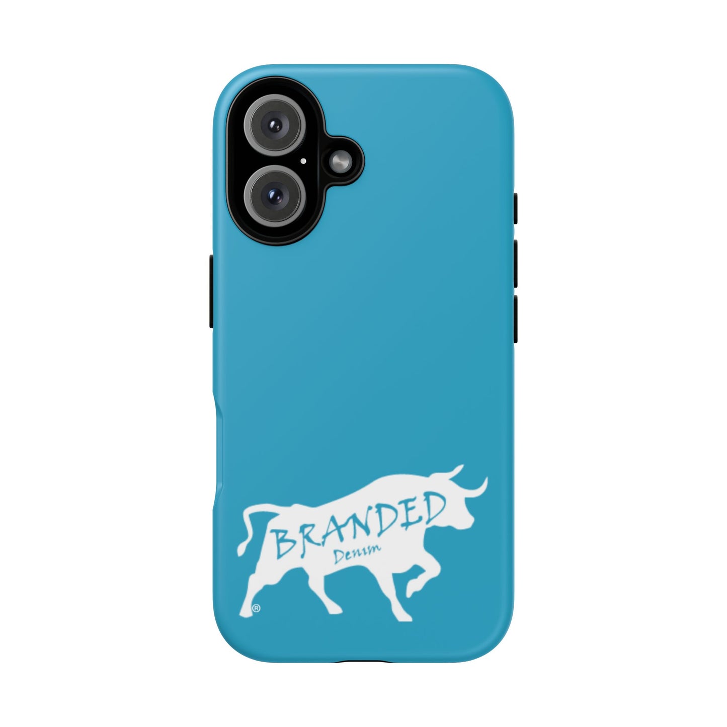 Turquoise Branded Denim Logo IPhone, Samsung, Google Tough Cases