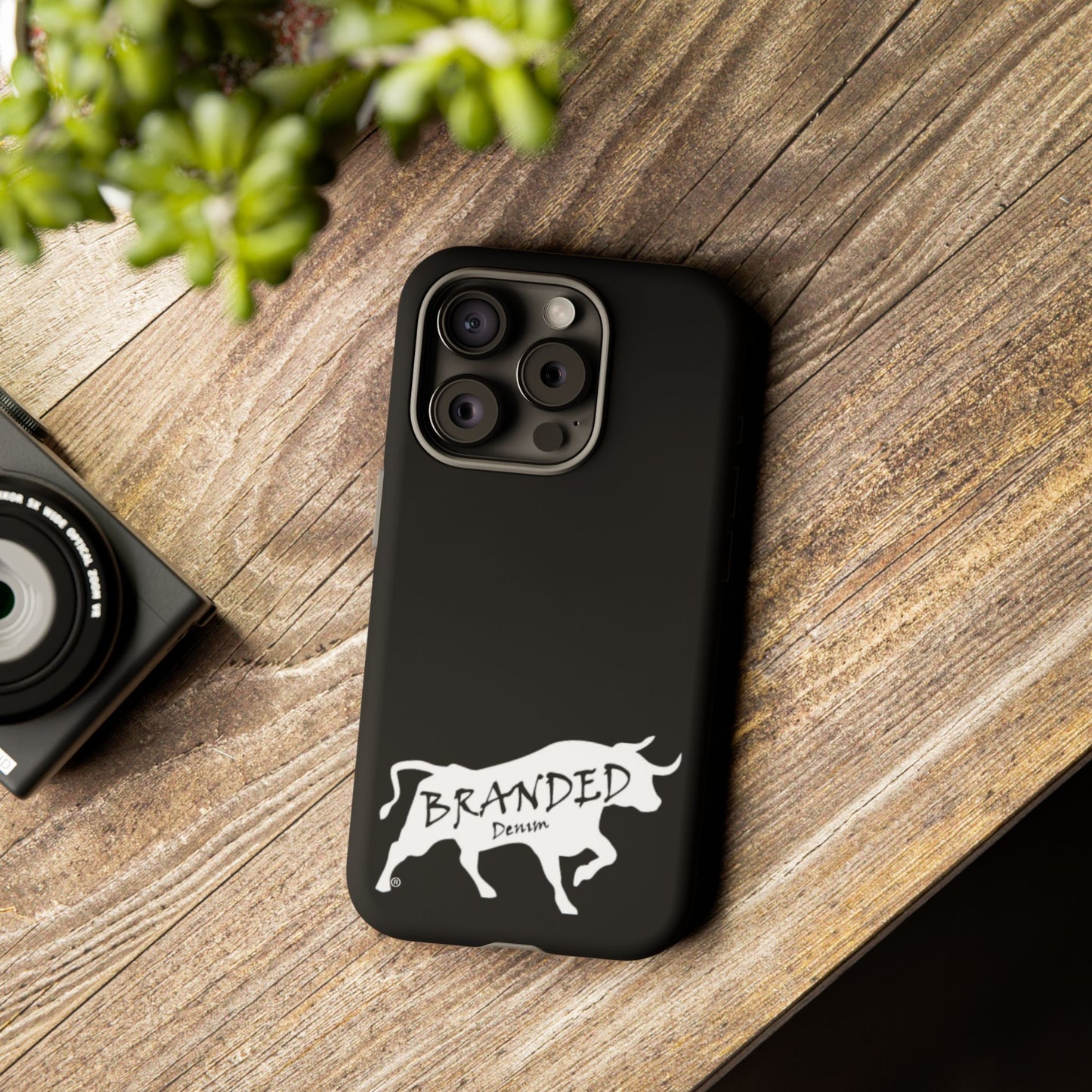 Black Branded Denim Logo IPhone, Samsung, Google Tough Cases