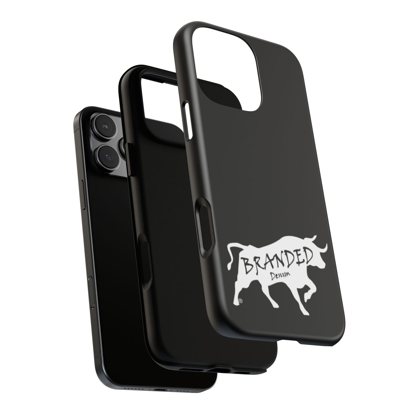 Black Branded Denim Logo IPhone, Samsung, Google Tough Cases