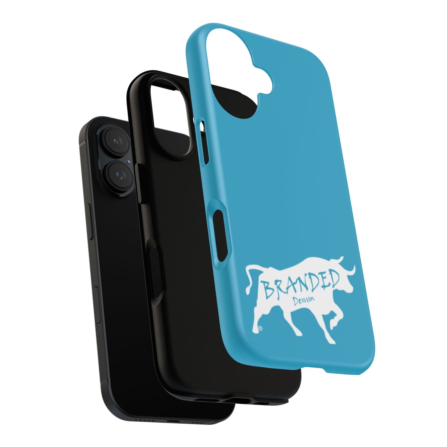 Turquoise Branded Denim Logo IPhone, Samsung, Google Tough Cases